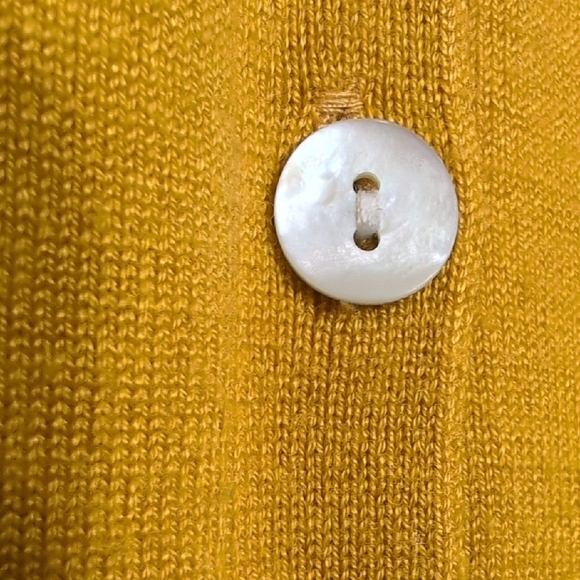 Modcloth | Golden Mustard Button-Front Deep V-neck Knitted Cardigan Size S - Picture 5 of 10
